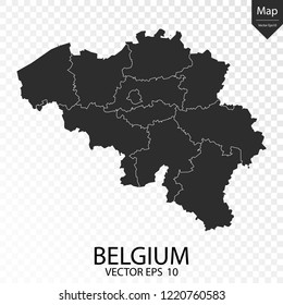 Map of Belgium , vector illustration eps 10 on transparent background.