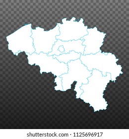 Map of Belgium. Vector illustration on transparent background. Items are placed on separate layers and editable. Vector illustration eps 10.