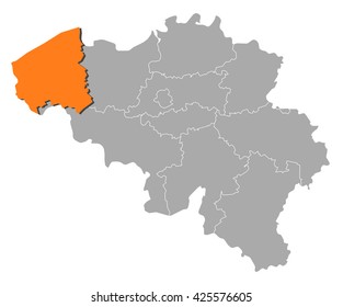 Map - Belgium, West Flanders