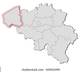 Map - Belgium, West Flanders