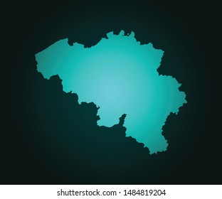 Map of Belgiumgreen vector isolated on dark background. High detailed green vector map, Belgium symbol for your web site design map - Vector illustration eps 10. 