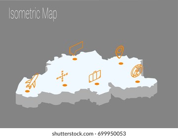Map Belgiumisometric concept. 3d flat illustration of Map Belgium.