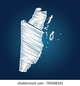 Map of Belize, Drawing map on blackboard of Belize.  drawn on chalkboard with scribbled map of Belize can be use for education. vector illustration.