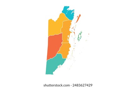 Mapa de Belice aislado estilo colorido moderno. para diseños de Sitio web, fondo, educación, preciso, personalizable, Viajes por todo el mundo, mapa silueta de fondo, geografía de la tierra, política, informes. 