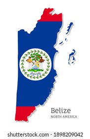 Mapa de Belice con bandera nacional. Mapa editable altamente detallado de Belice, fronteras del territorio de Norteamérica. Ilustración vectorial de elemento de diseño político o geográfico sobre fondo blanco