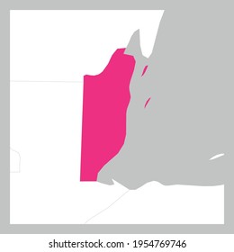 Map of Belize pink highlighted with neighbor countries