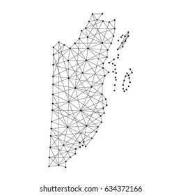 Map of Belize from polygonal black lines and dots of vector illustration