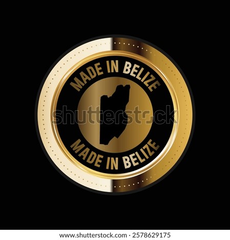 Map of Belize. Vector illustration. Logo, Icon, and Symbol. Belize map gold seal. 