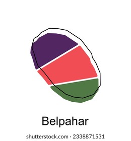 map of Belpahar vector design template, national borders and important cities illustration