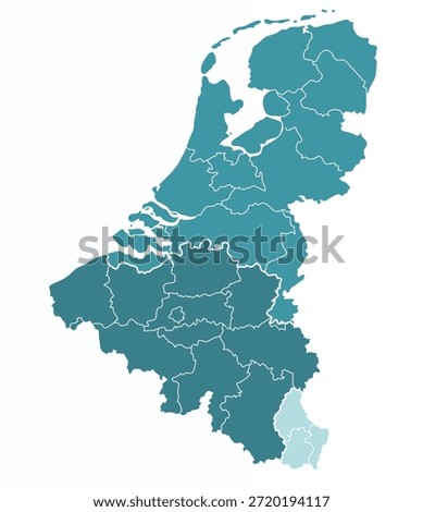 Map of Benelux countries with provincies borders