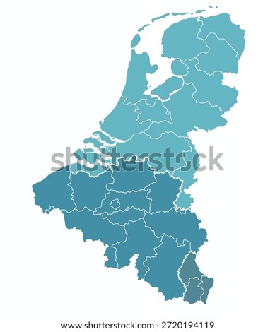Map of Benelux countries with provincies borders
