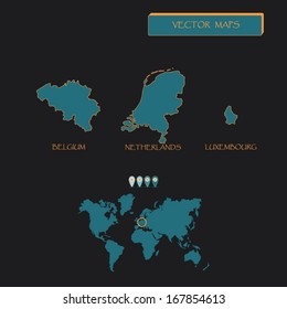 Map of Benelux Countries vector illustration