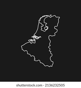 Map of Benelux on Black Background