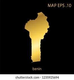 Map of benin abstract corlor gold on black background.vector illustration eps 10.