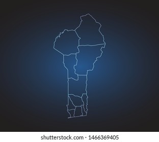 Map of Benin - Abstract mash line and point scales on circuit dark background. symbol for your web site design map logo, app, ui,Travel. Vector illustration eps 10.