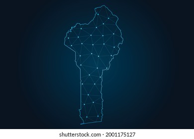 Map of benin , Abstract mash line and point scales on dark background for your web site design map logo, app, ui,Travel. Vector illustration eps 10.