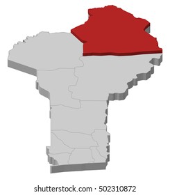 Map - Benin, Alibori - 3D-Illustration
