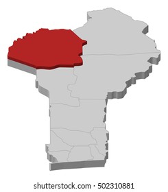 Map - Benin, Atakora - 3D-Illustration