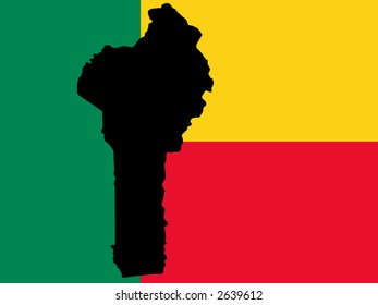 map of Benin and Beninese flag illustration