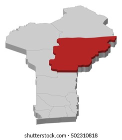 Map - Benin, Borgou - 3D-Illustration
