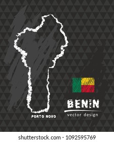 Map of Benin, Chalk sketch vector illustration