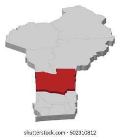 Map - Benin, Collines - 3D-Illustration