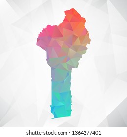 Map of Benin. Colorful Geometric Rumpled Triangular , Polygonal Design For Your . Vector illustration eps 10.