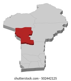 Map - Benin, Donga - 3D-Illustration