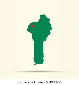 Map of Benin in Benin flag colors