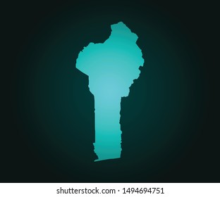 Map of Benin green vector isolated on dark background. High detailed green vector map, Benin symbol for your web site design map - Vector illustration eps 10.