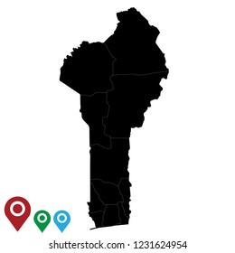 Map of Benin, High Detailed  Map of Benin isolated on white background.Vector illustration eps 10