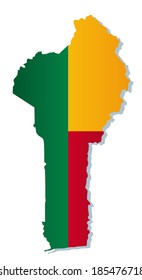 map of Benin with the image of the national flag