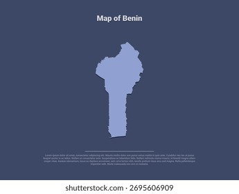  Map of Benin, minimalist vector silhouette in soft blue on dark background