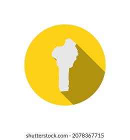 Mapa de Benín en círculo amarillo con gran sombra