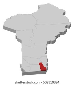 Map - Benin, Oueme - 3D-Illustration