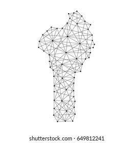 Map of Benin from polygonal black lines and dots of vector illustration