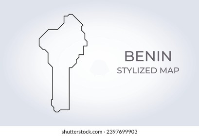 Mapa de Benín con un estilo minimalista estilizado. Simple ilustración del mapa del país.