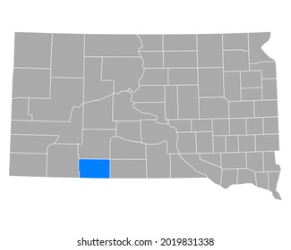 Map of Bennett in South Dakota on white