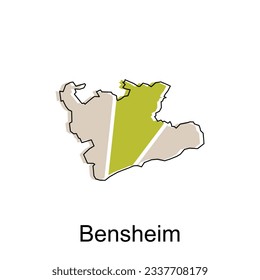 Karte von Bensheim, Vektorgrafik mit farbenfrohen geometrischen Designvorlagen, nationalen Grenzen und wichtigen Städtegrafik