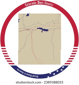 Map of Bent County in Colorado, USA arranged in a circle.