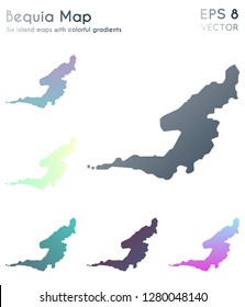 Map of Bequia with beautiful gradients. Amusing set of Bequia maps. Rare vector illustration.