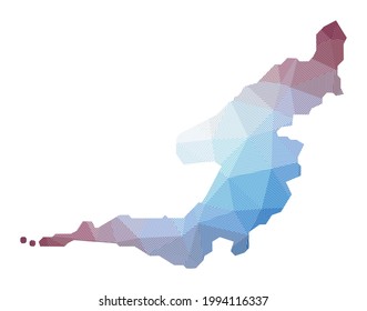Map of Bequia. Low poly illustration of the island. Geometric design with stripes. Technology, internet, network concept. Vector illustration.
