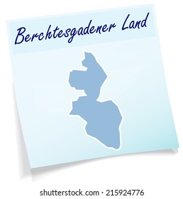 Map of Berchtesgadener Land as sticky note in blue