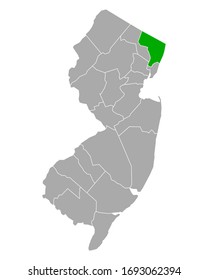 Mapa de Bergen en Nueva Jersey en blanco