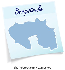 Map of Bergstrasse as sticky note in blue