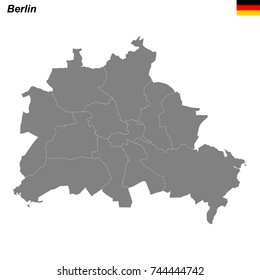 map of Berlin city with borders of the districts