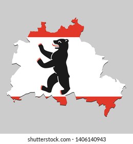 Map of Berlin is a state Germany with flag. Vector Illustration
