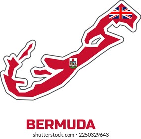 Mapa del país BERMUDA en los colores de la bandera estatal de BERMUDA.  Con la leyenda del nombre del país "BERMUDA".