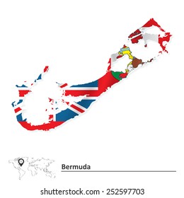 Map of Bermuda with flag - vector illustration