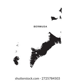 Mapa de las Islas Bermudas en blanco y negro